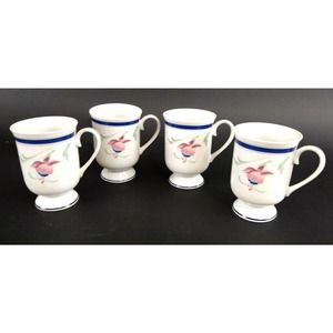 Princess House 709 Molesworth Fuchsia Footed Mug Set/4 NEW IN Box RARE Japan NOS